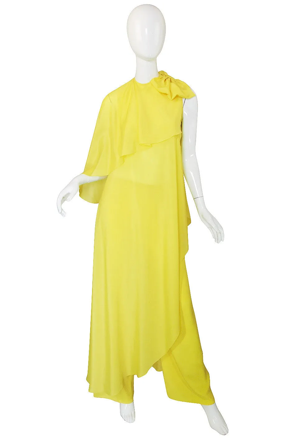 1980s Yellow Silk Pant and Flowing Tunic Set