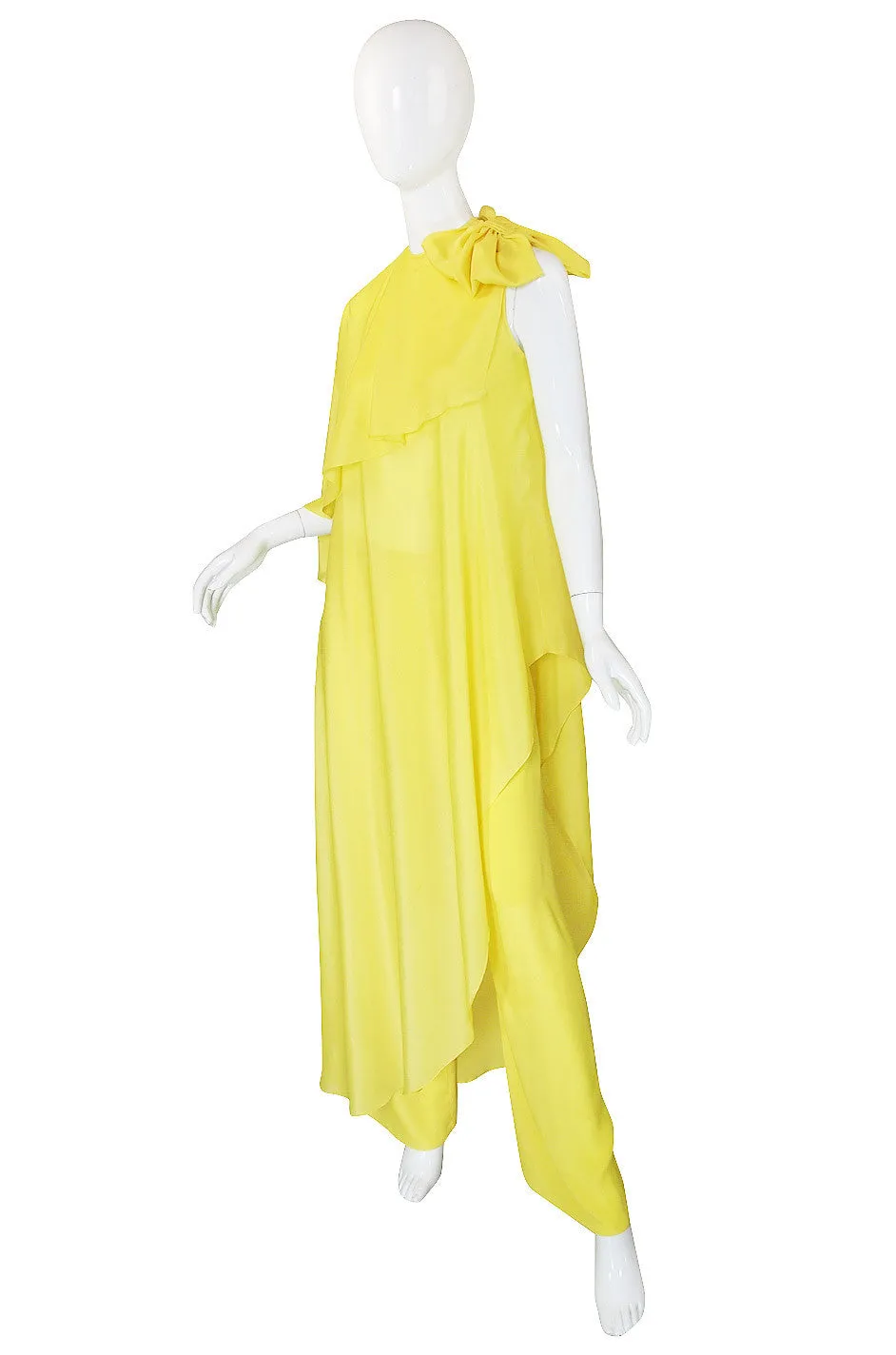 1980s Yellow Silk Pant and Flowing Tunic Set