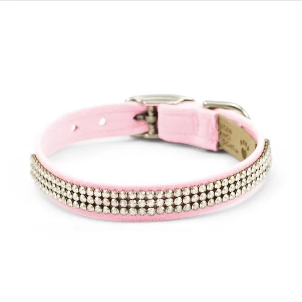 3 row glam suede collar - puppy pink