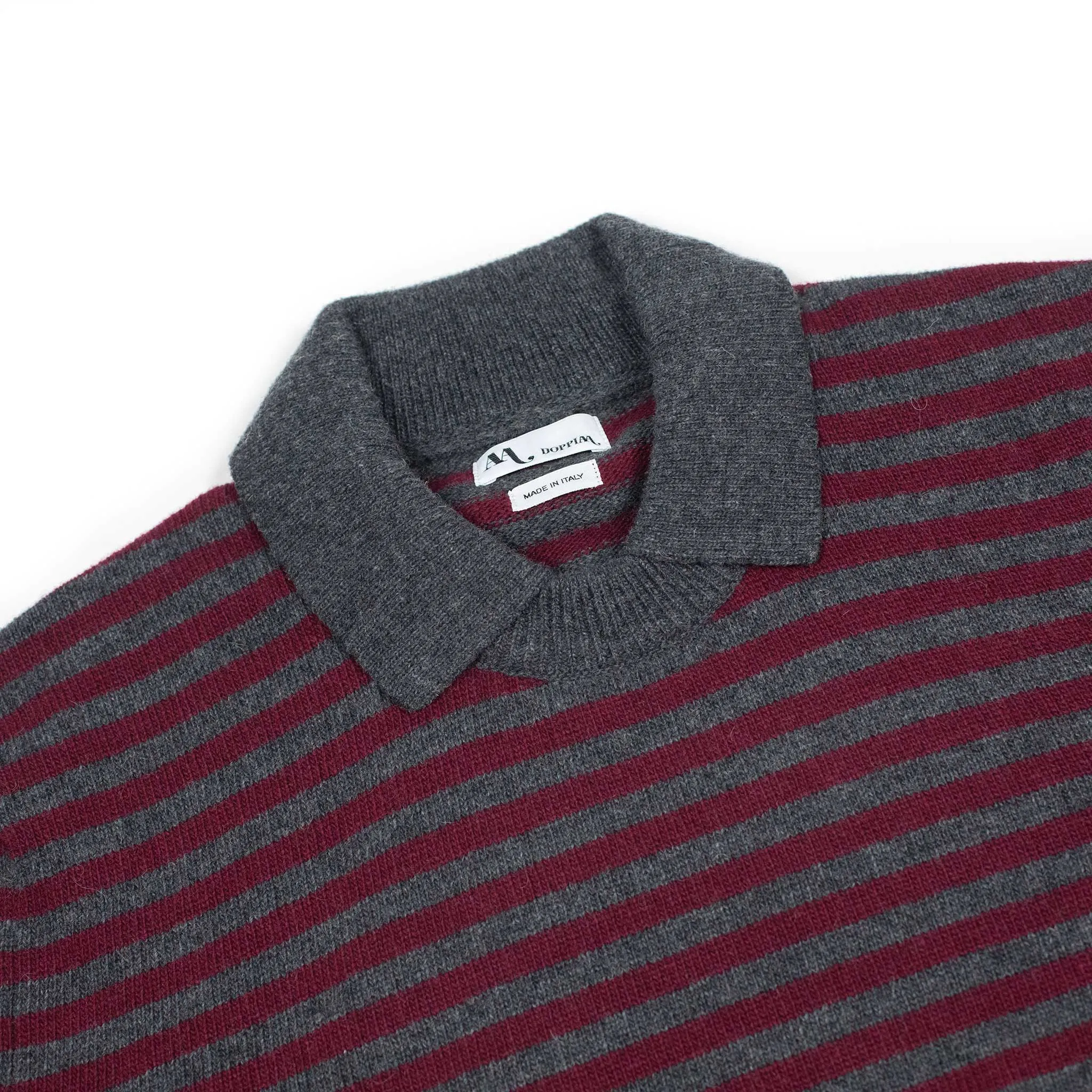 Aardesia striped crewneck sweater with layered collar