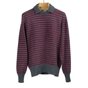 Aardesia striped crewneck sweater with layered collar