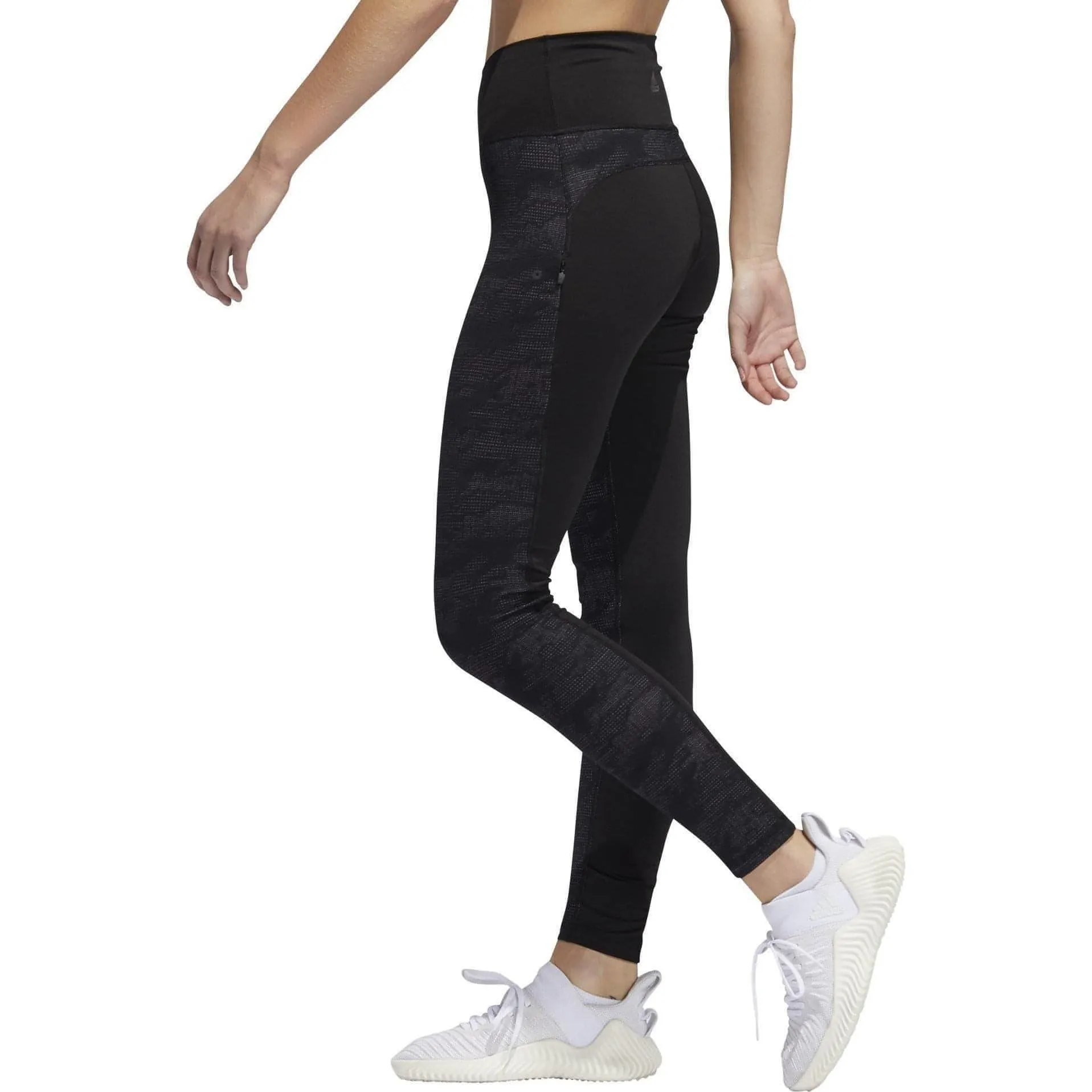 adidas Believe This Jacquard High Rise Womens Long Training Tights - Black