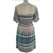 Adini Printed & Crochet Bohemian Baby Doll Elastic Waist Tunic Dress