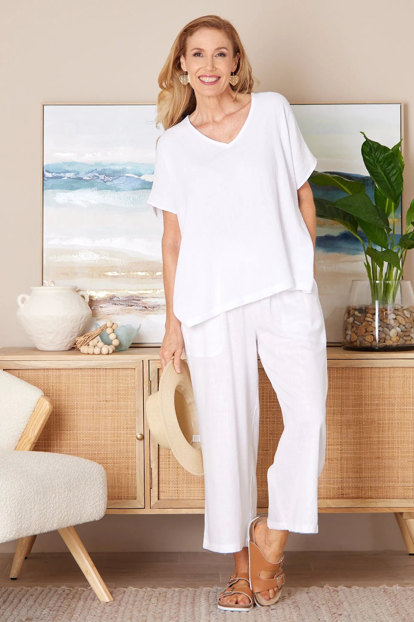 Aiko Linen Pants - White Linen