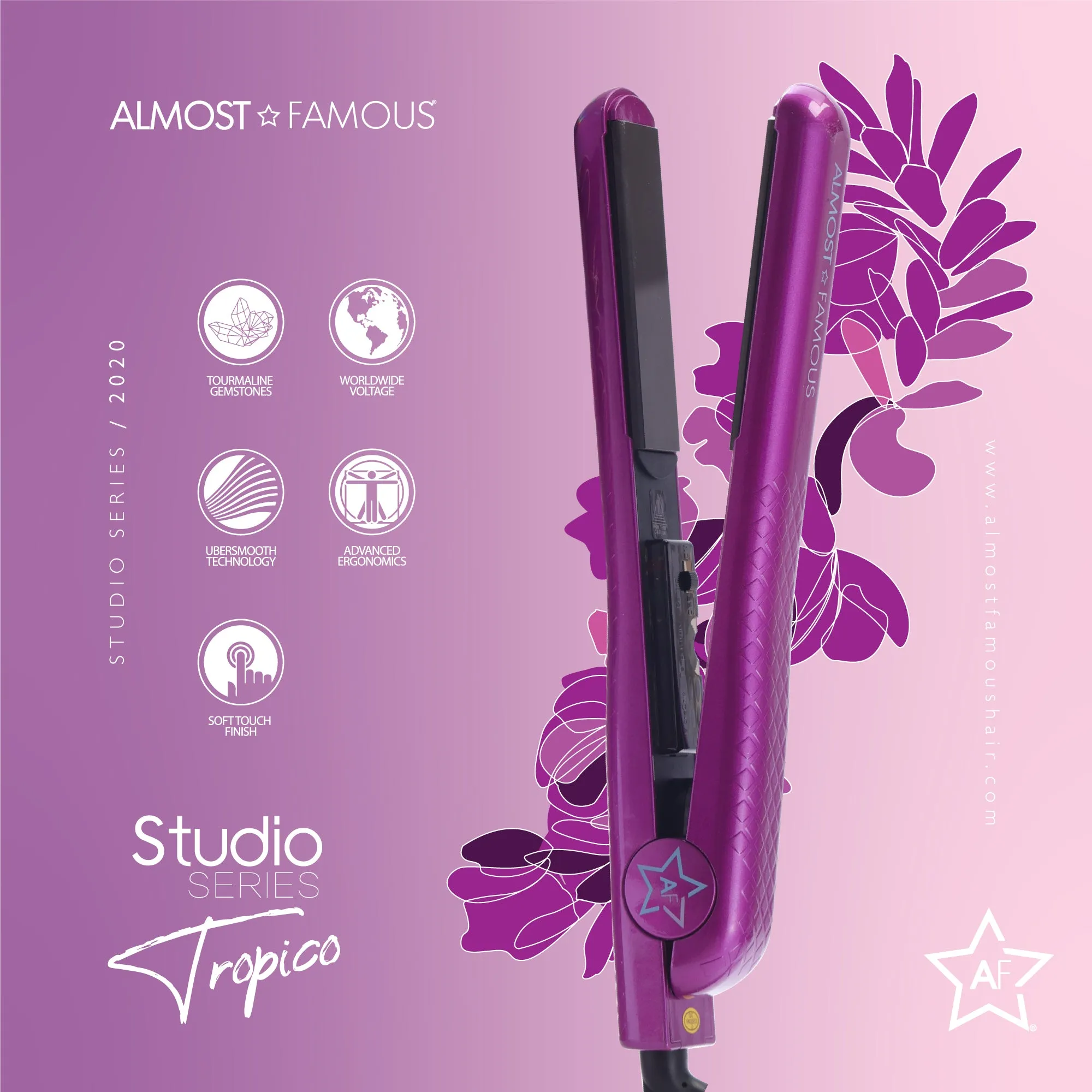 Almost Famous 1.25" Tropico Studio Flat Iron with Waterprint Design