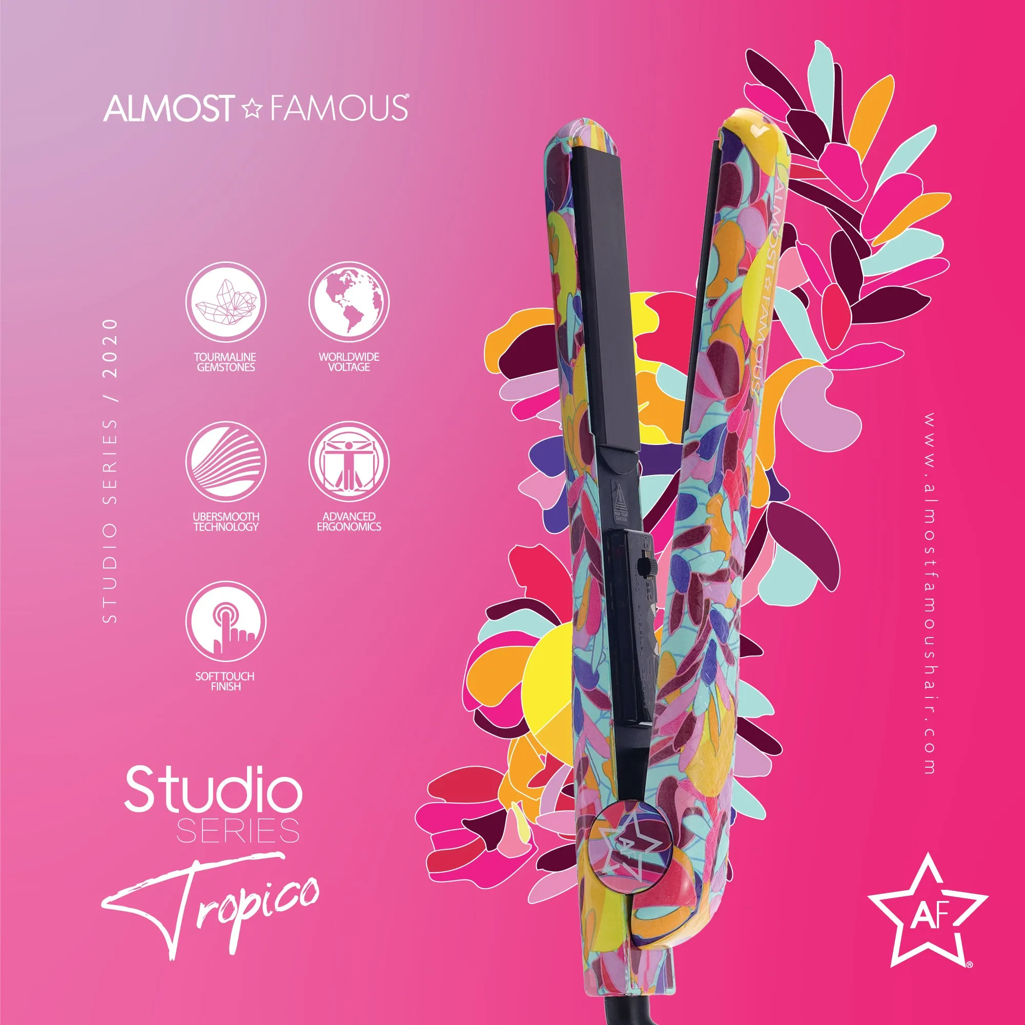 Almost Famous 1.25" Tropico Studio Flat Iron with Waterprint Design