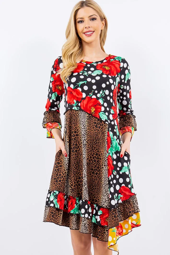 Animal Dots Ruffle Tunic