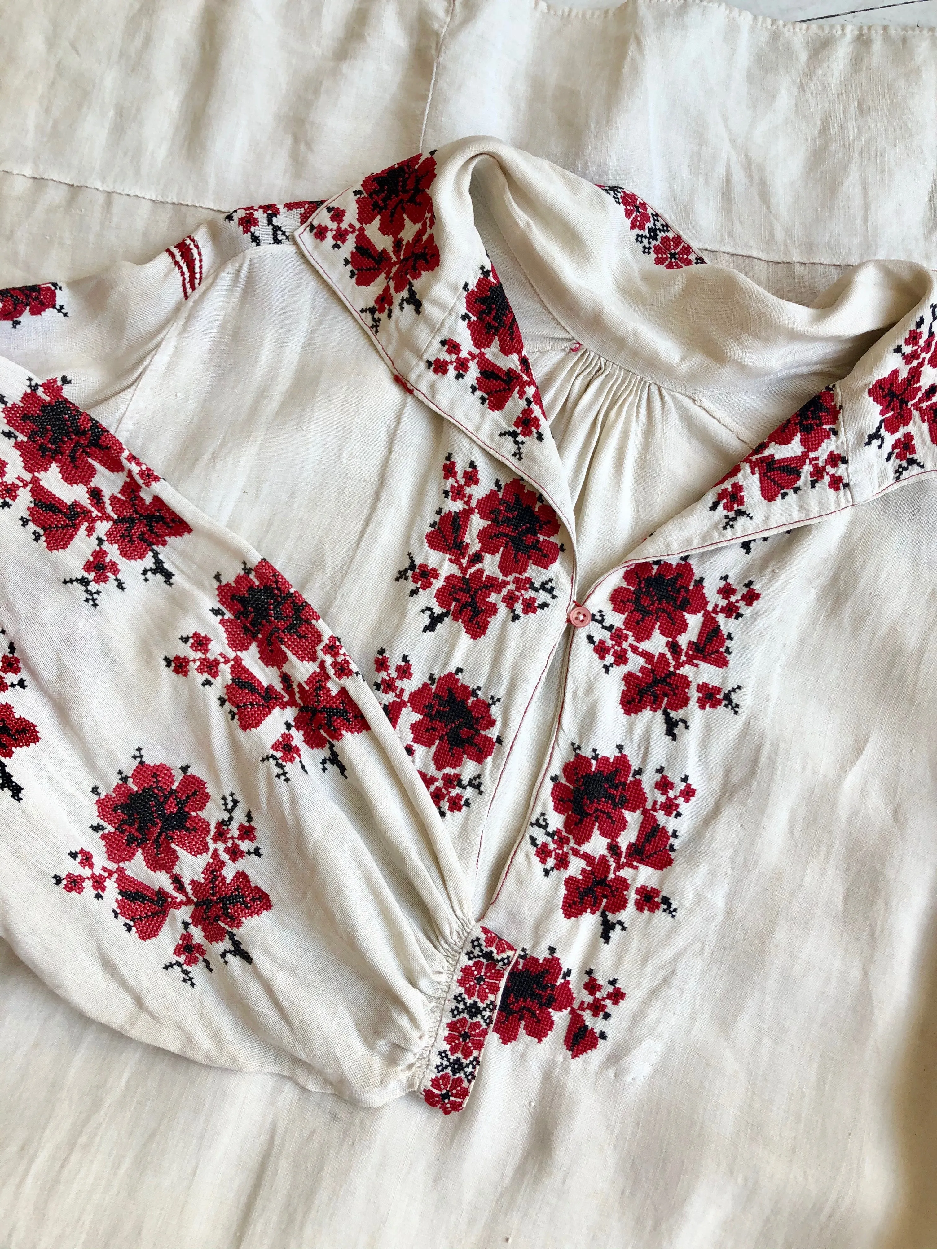 Antique Folk Embroidered Chemise Dress