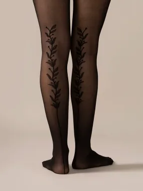 Back Vine Sheer Tights 30D in Black