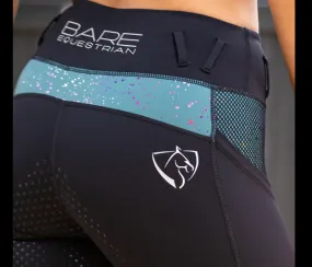 Bare Equestrian Adults Performance Tights - Teal Galaxy