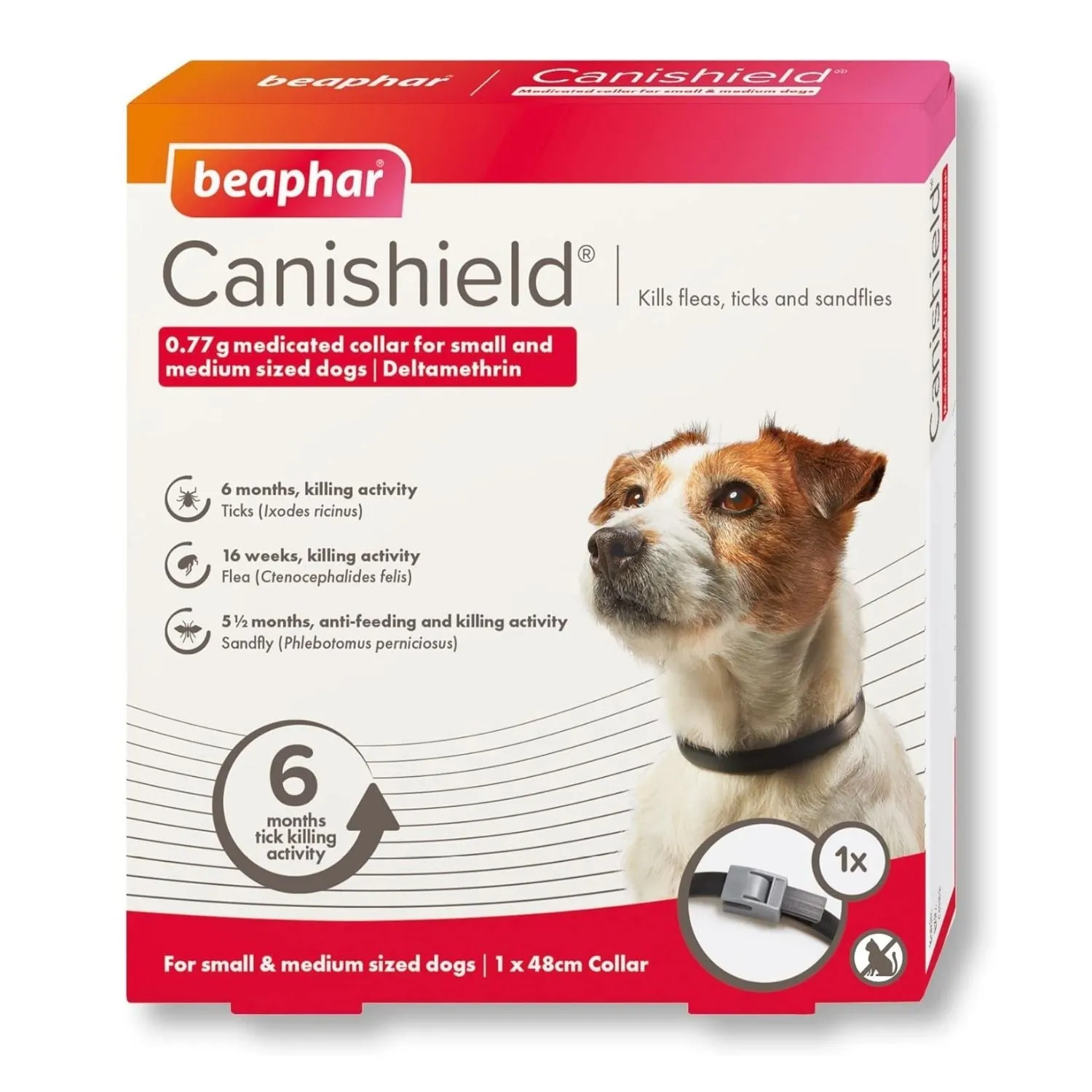 Beaphar Canishield Dog Flea Collar For Fleas, Ticks, and Sandflies Protection