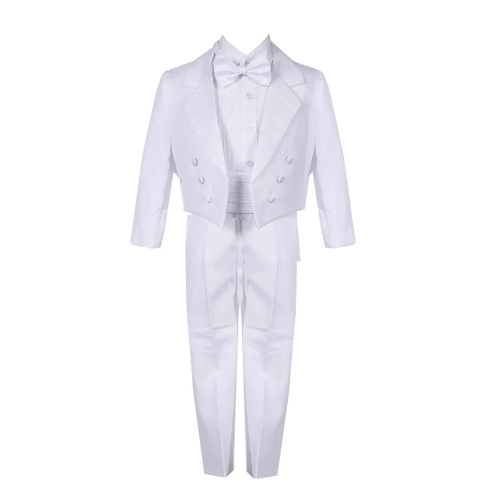 Big Boys White 5 Piece Vest Jacket Pants Special Occasion Tuxedo Suit 8-20