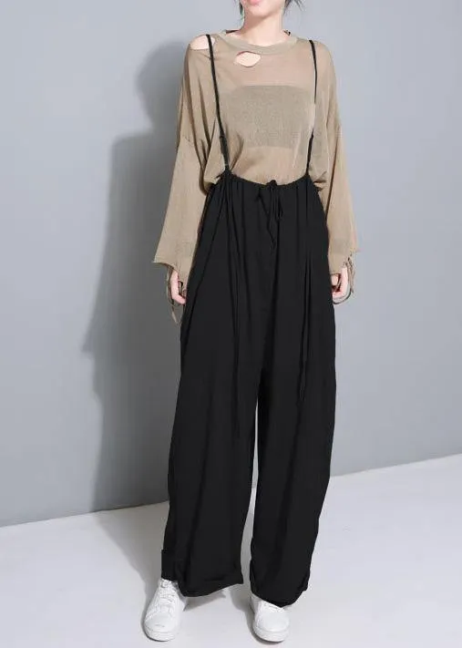 black casual cotton wearing methods pants plus size linen wide leg pants