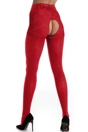 Black Diamond Open Crotch Tights Red 60/30 Denier