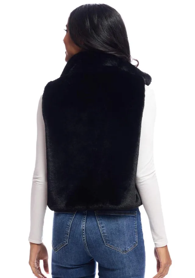 Black Faux Fur Le Mink Zip Vest