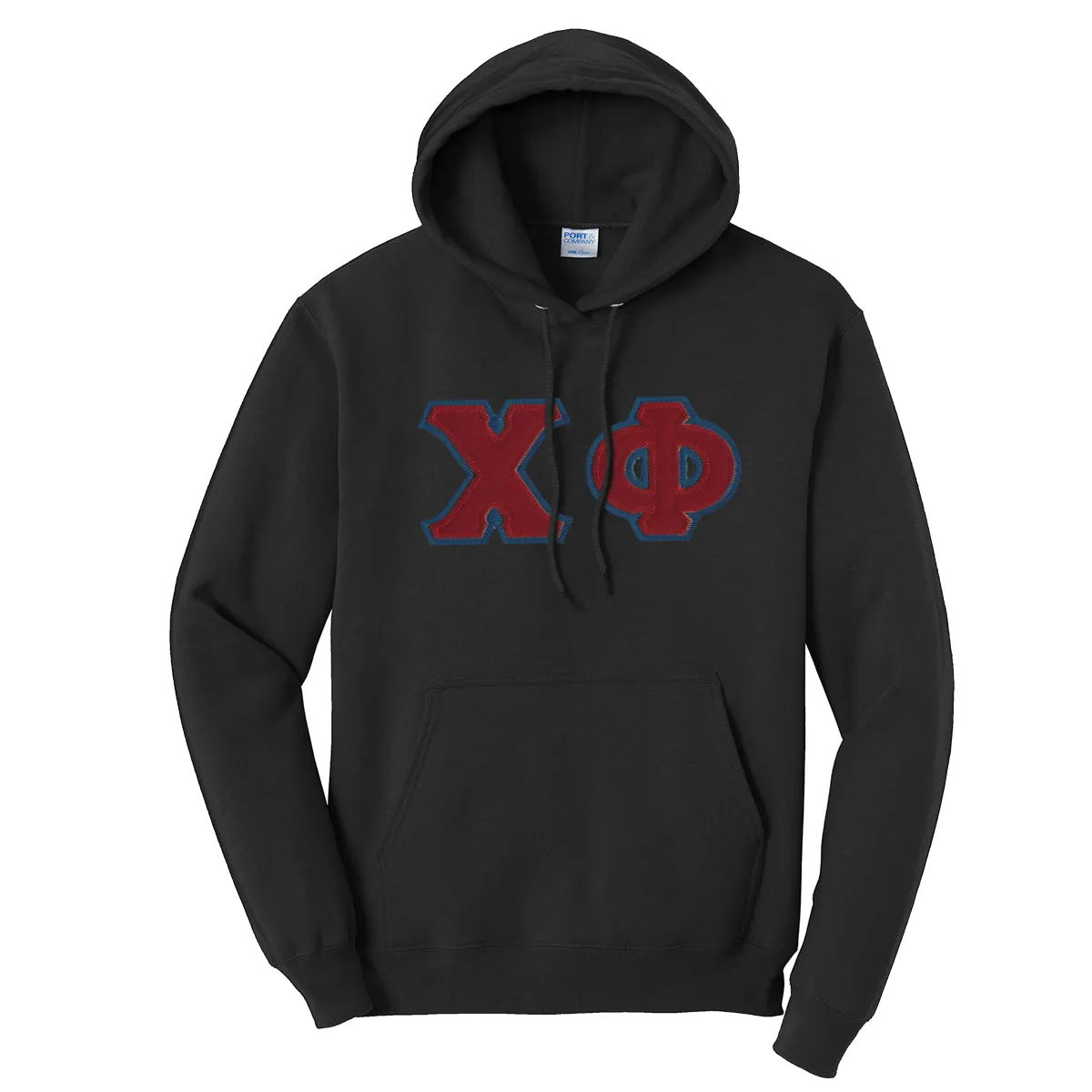 Black Hoodie with Sewn On Greek Letters