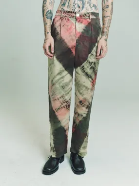 Black Silk Natural Tie Dye Wide Leg Trousers