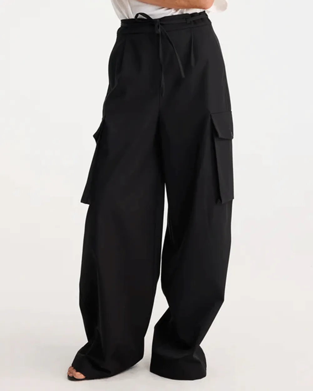 Black Tailored Cargo Trousers