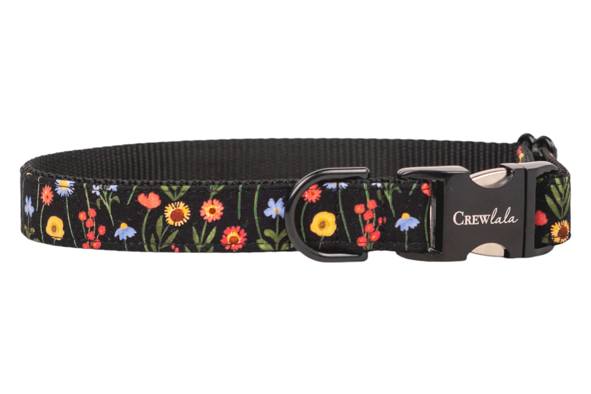 Blooms on Black Dog Collar