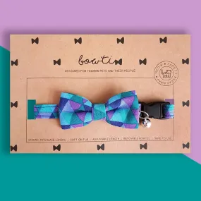 Bowtix Handmade Cat Collar With Removable Bowtie - Geometrics Amethyst