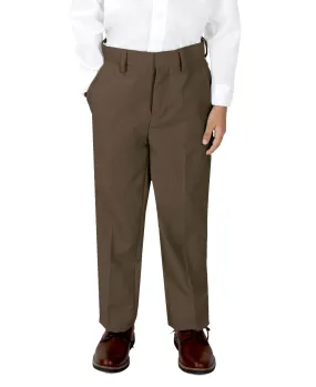 Boys' Brown Flat Front Dress Pants