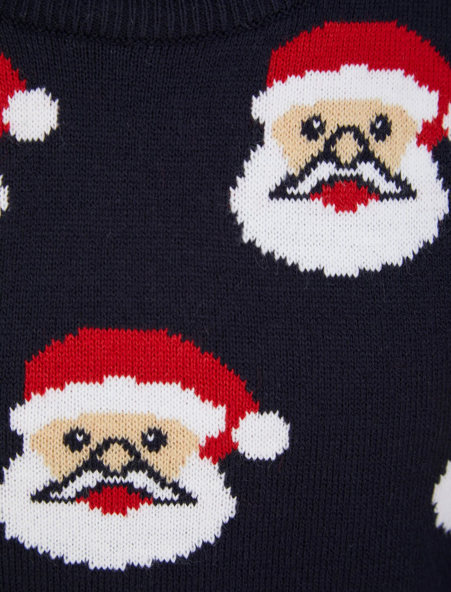 Boy's Santa Face Repeat Novelty Christmas Jumper in Ink - Merry Christmas Kids (4-12yrs)