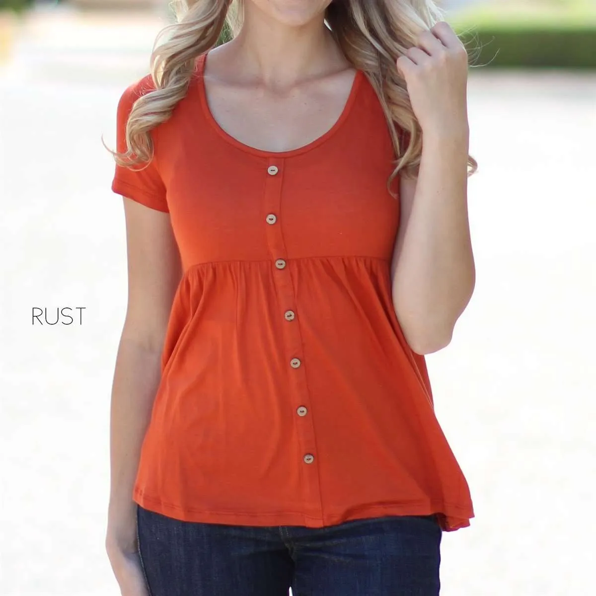 Button Detail Peplum Top