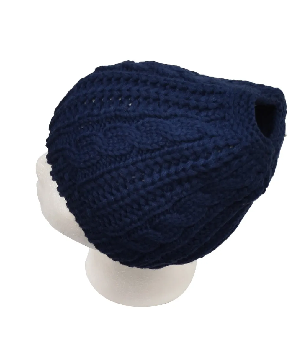 CABLEKNIT BEANIE WITH PONY HOLE