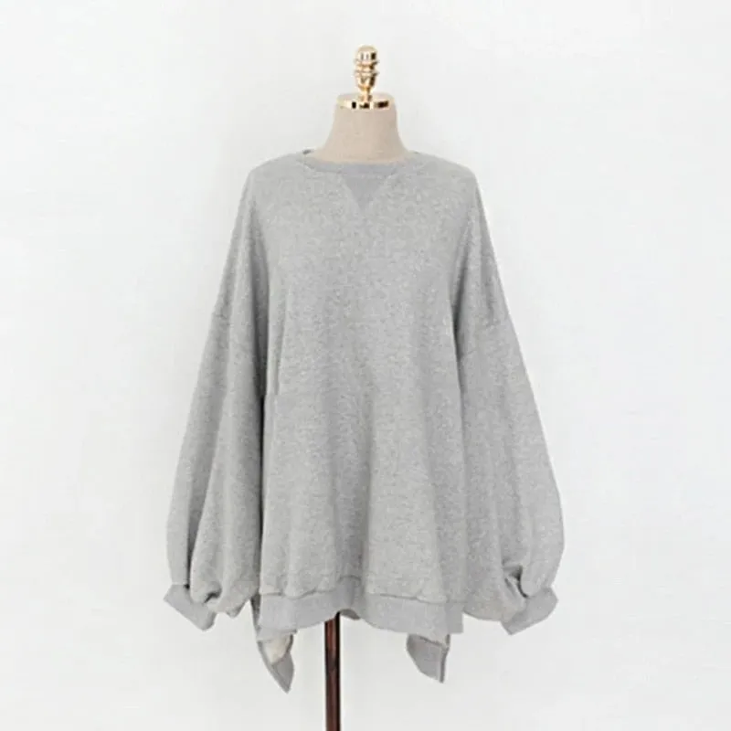 Casual Loose Sweatshirt For Women O Neck Batwing Long Sleeve Black Pullovers Female Fashion Clothing