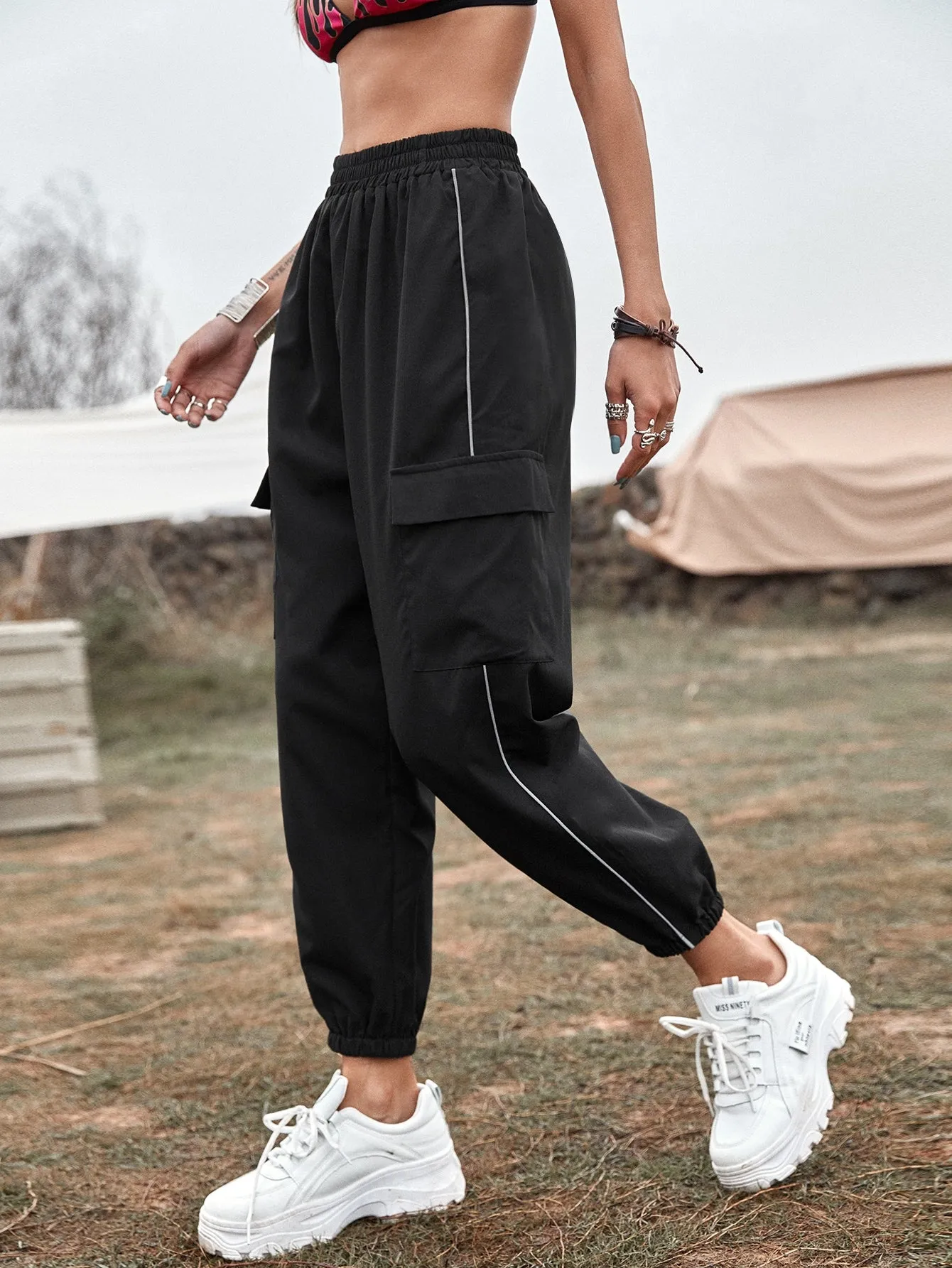 Casual Tape Natural Cropped Women Pants