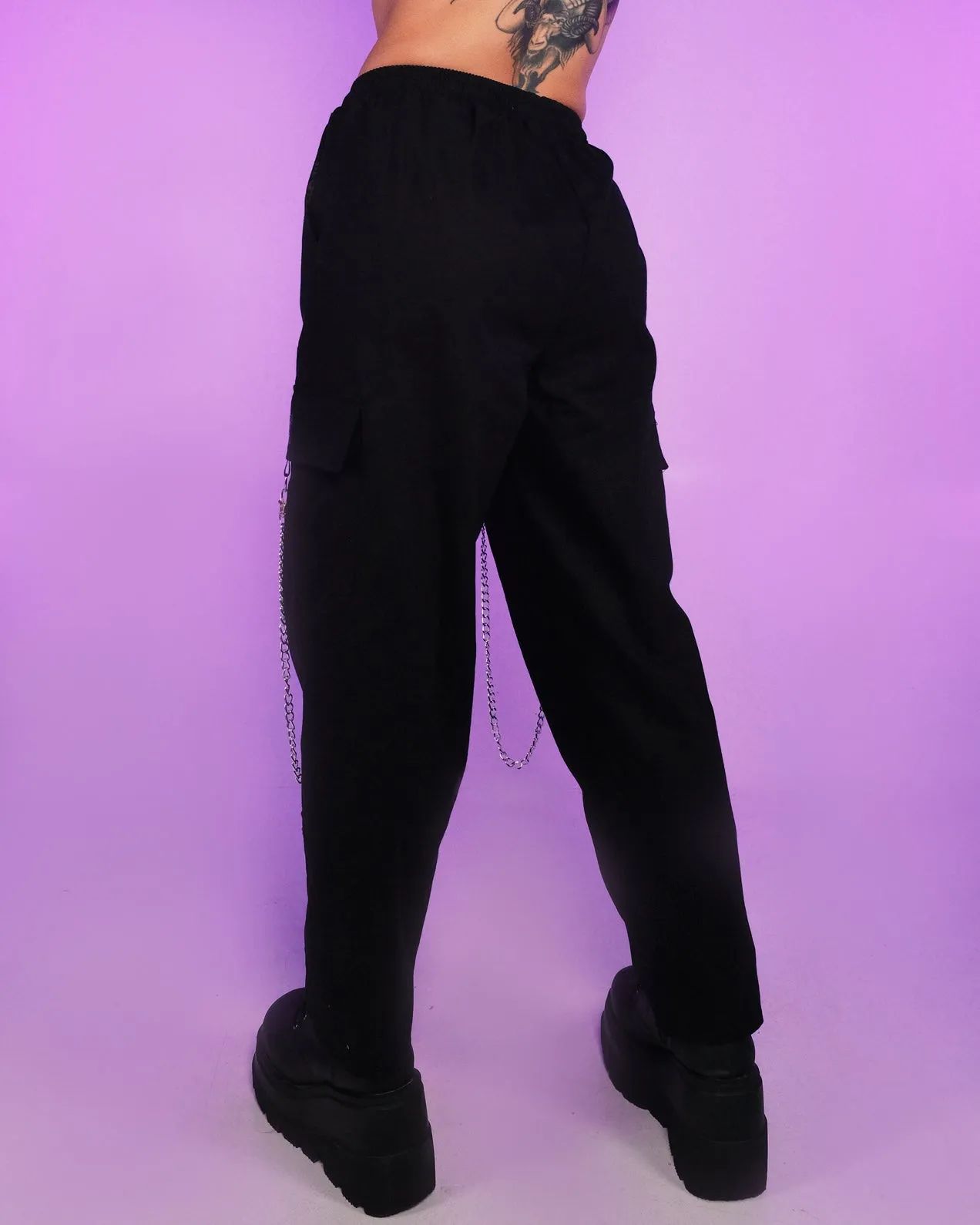 Chained To Reality Black Cargo Unisex Pants