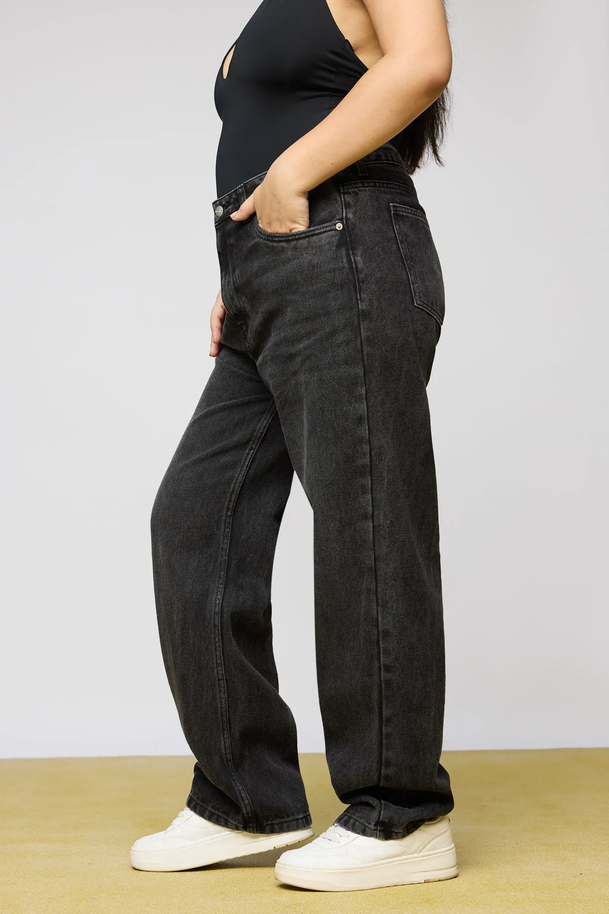 Charcoal Chic Curve Straight Jeans