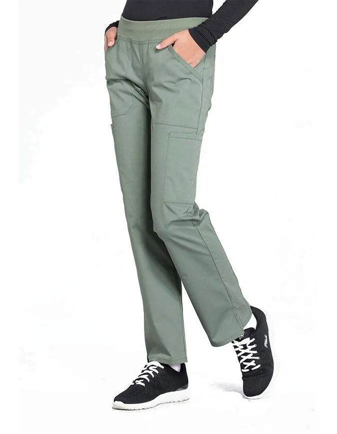 Cherokee Workwear Professionals Women's Elastic Waist Mid Rise Straight Leg Pull-on Cargo Pant