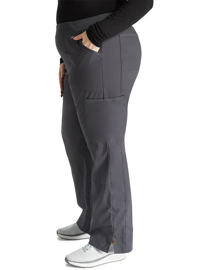 Cherokee Workwear Professionals Women's Elastic Waist Mid Rise Straight Leg Pull-on Cargo Pant