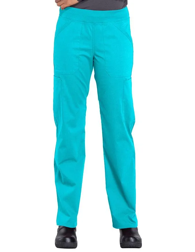 Cherokee Workwear Professionals Women's Elastic Waist Mid Rise Straight Leg Pull-on Cargo Pant