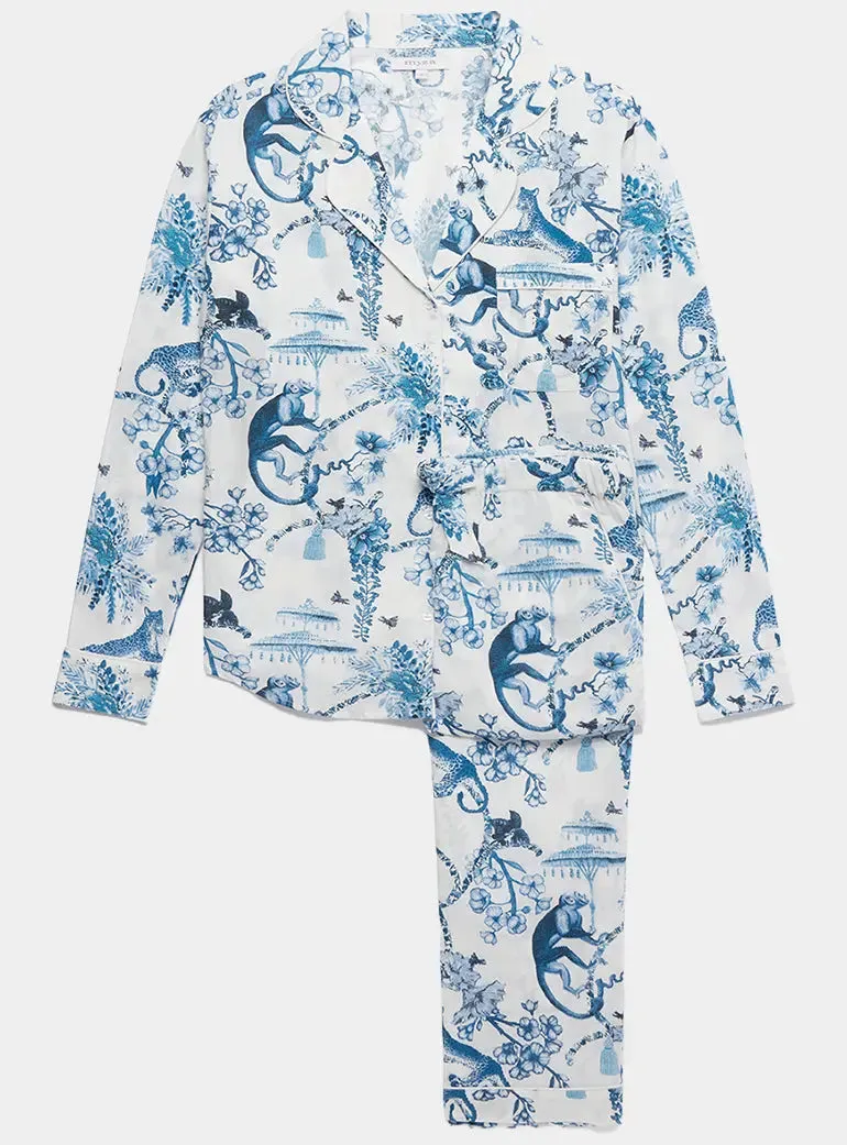 Chinoiserie Whimsy Women's Long Sleeve Organic Cotton Pyjama Trouser Set