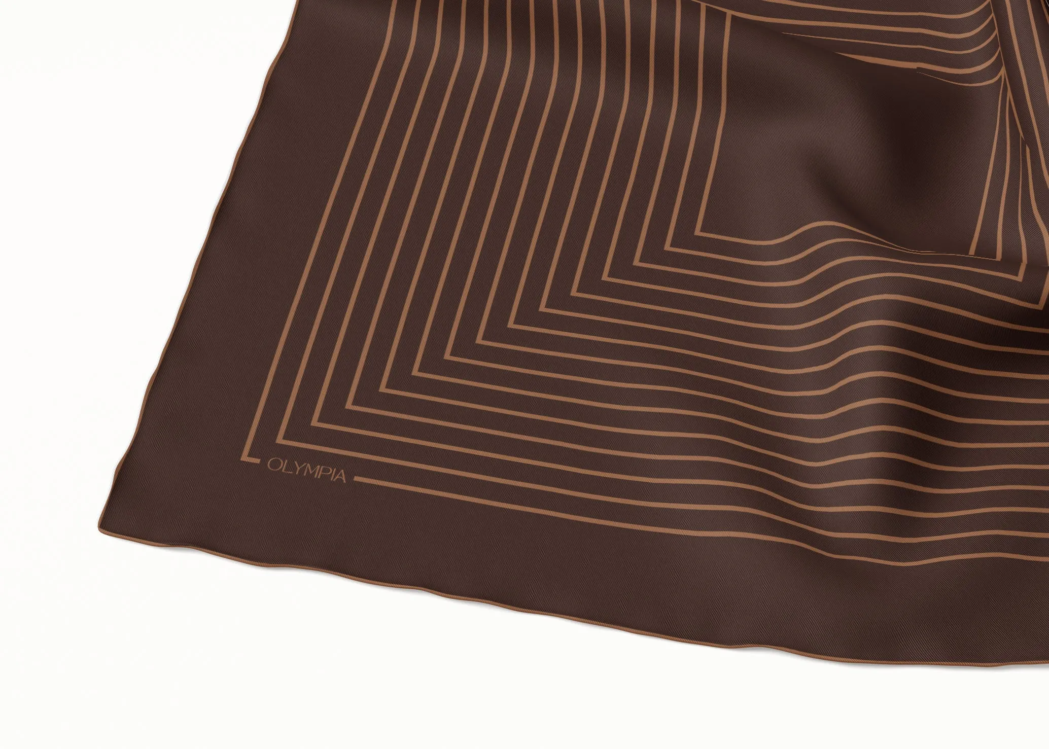 Chloe Dark Chocolate/Tan Silk Scarf - 89x89cm