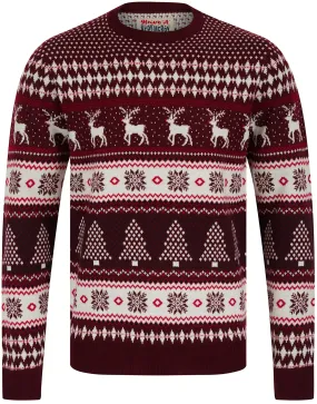 Christmas Milat Nordic Fairisle Mens Christmas Jumper - Red