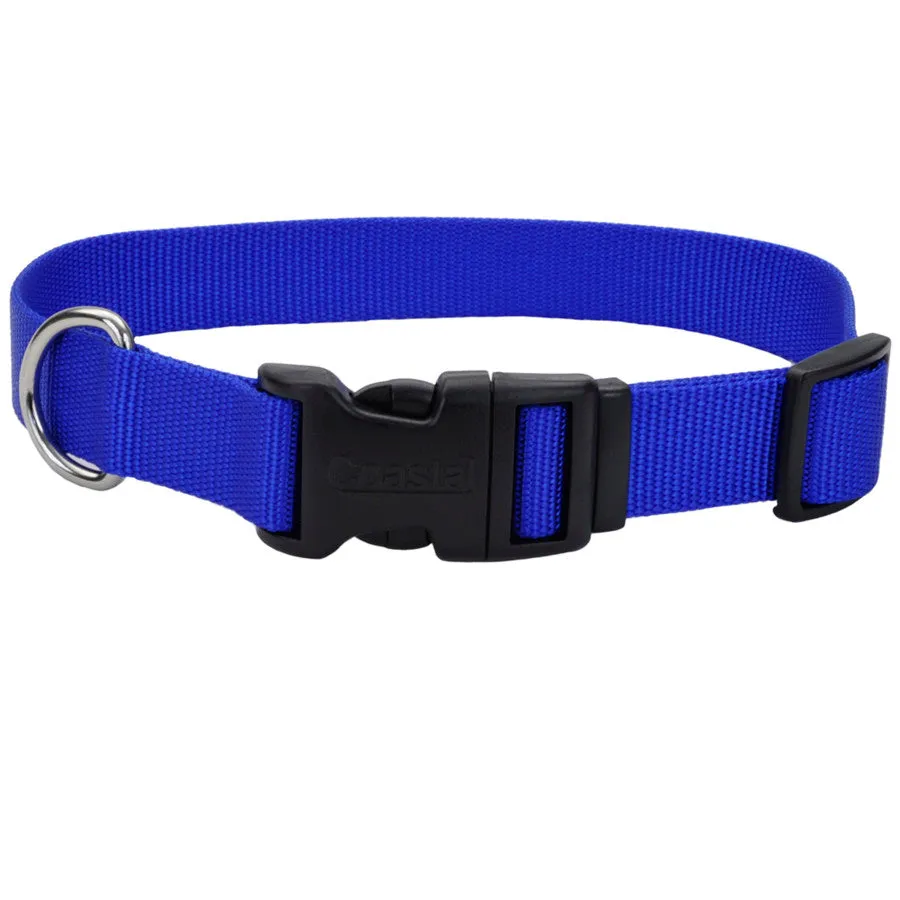 Coastal Adjustable Nylon Dog Collar with Plastic Buckle Blue 3/4 In X 14-20 in