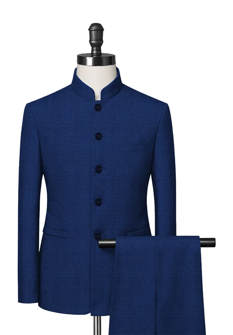 Cobalt Blue Mandarin Collar Suit