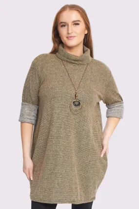 Coloured Knit Stitch Pattern Oversized Tunic Necklace Top