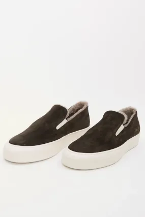 Common Projects Slip On In Suede With Shearling