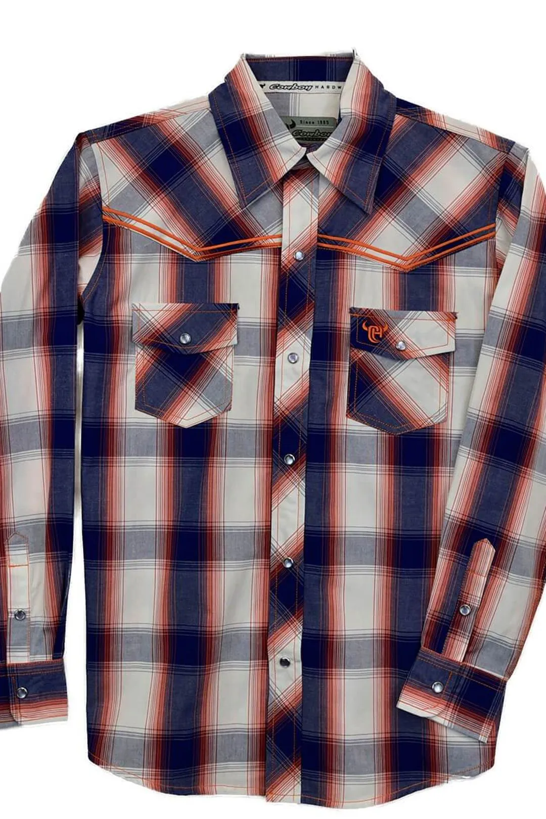 Cowboys Hardwear Kid's Navy & Orange Plaid Shirt