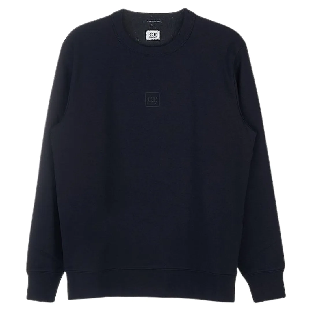 C.P. Company Stretch Fleece Total Eclipse Navy Blue Crew Neck Sweatshirt