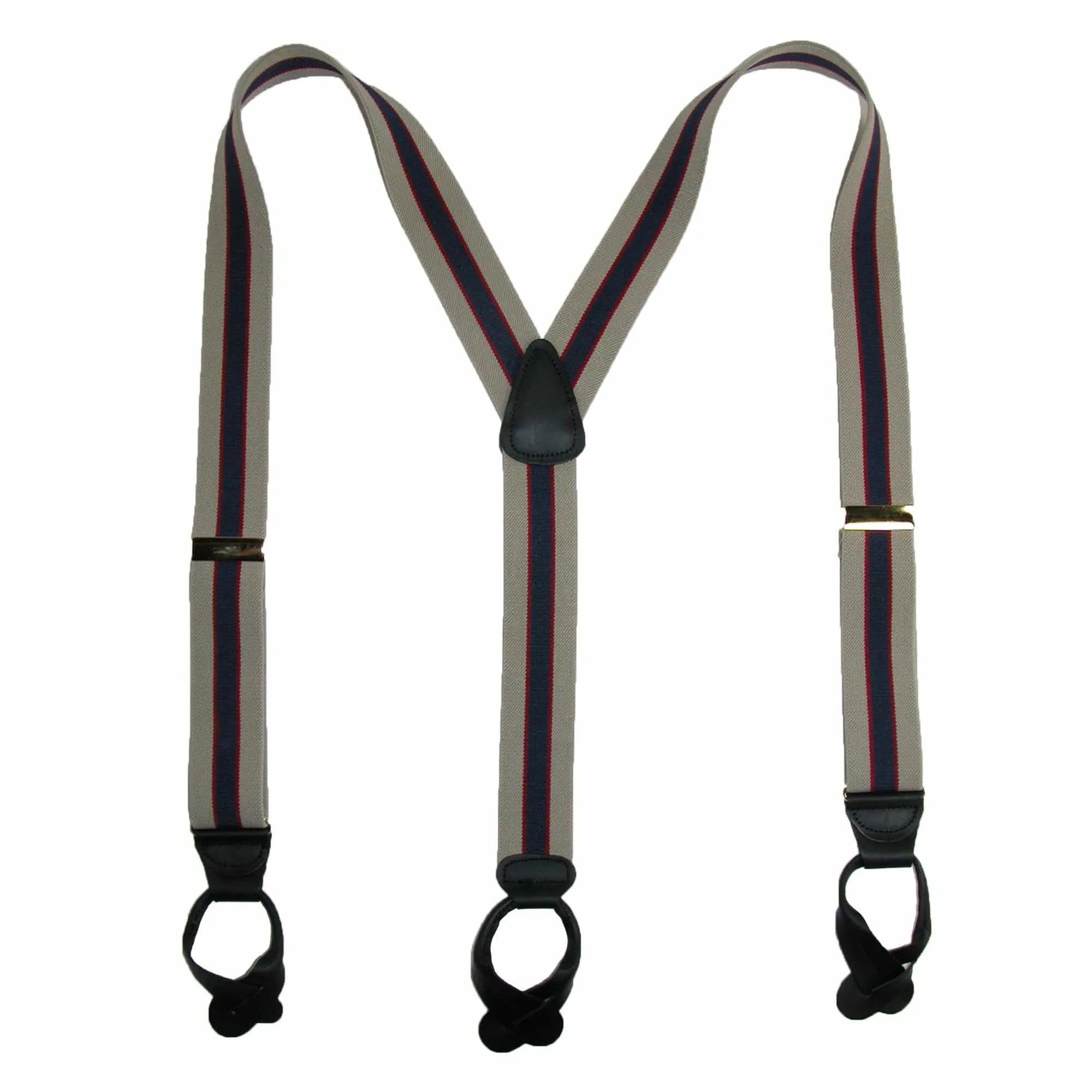 CTM® Men's Elastic Button End Stripe Dress Suspenders