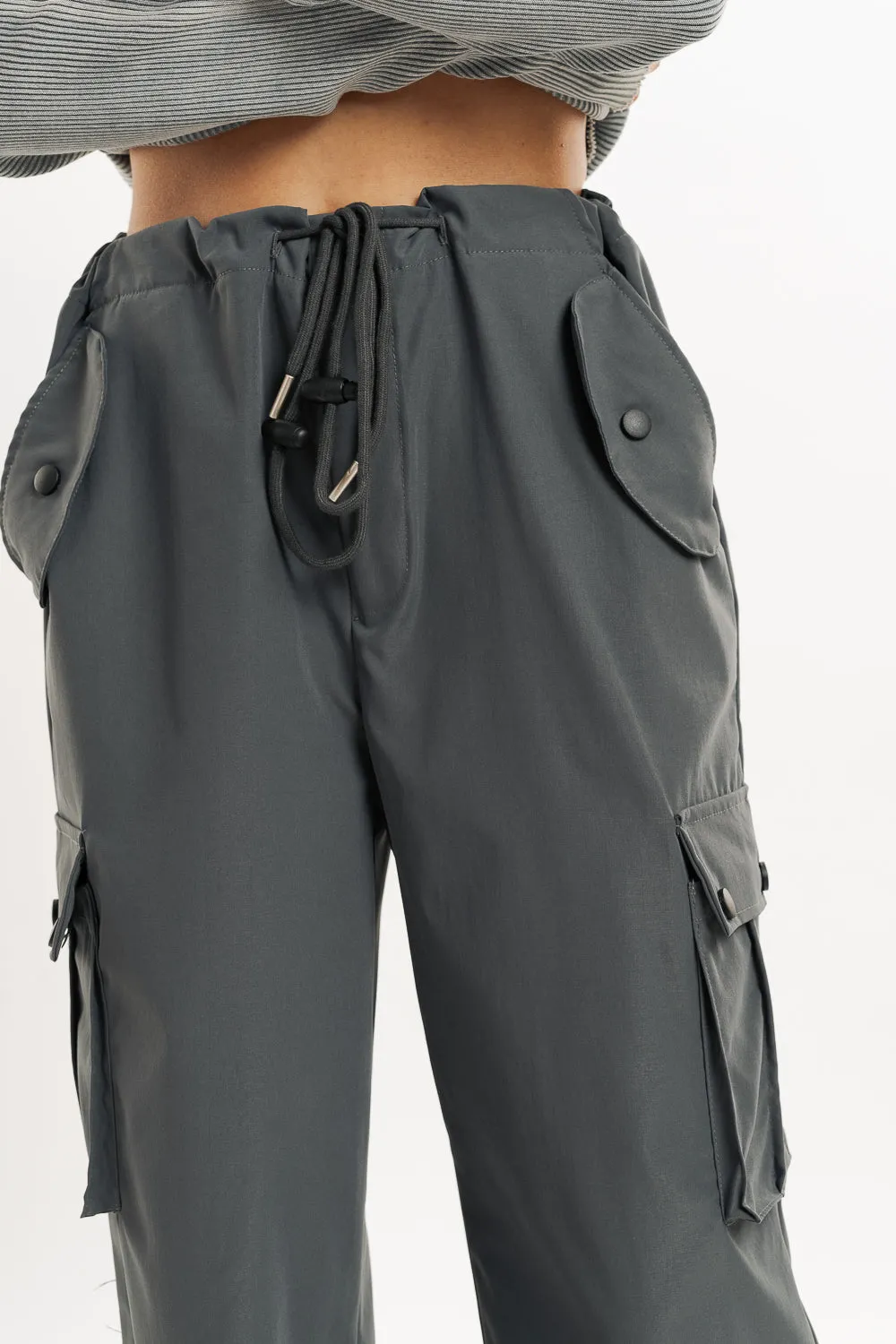 Dark Grey Wide Leg Cargo Trouser