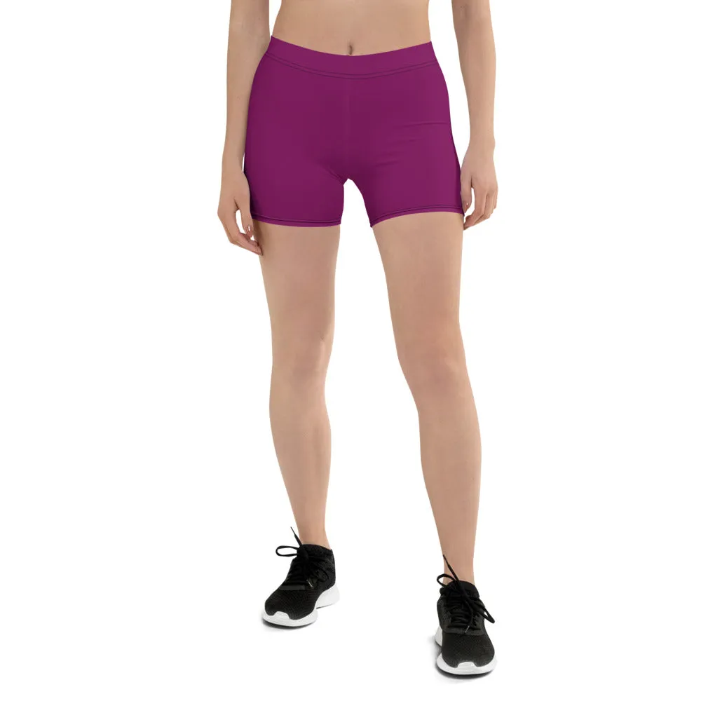 Dark Purple Women's Best Shorts, Dark Purple Gym Tights For Ladies-Made in USA/EU/MX