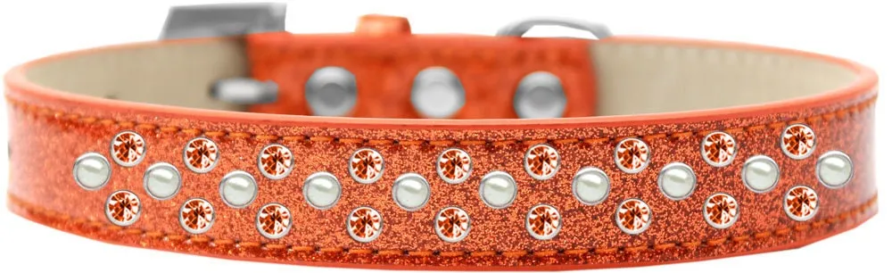 Dog, Puppy & Pet Ice Cream  Collar, "Pearl and Orange Crystal Rimsets Sprinkles"