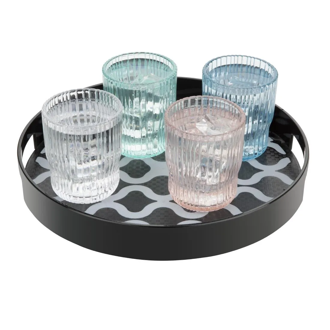 DP664 Olympia Kristallon PC Round Non Slip Tray with Handles 300mm