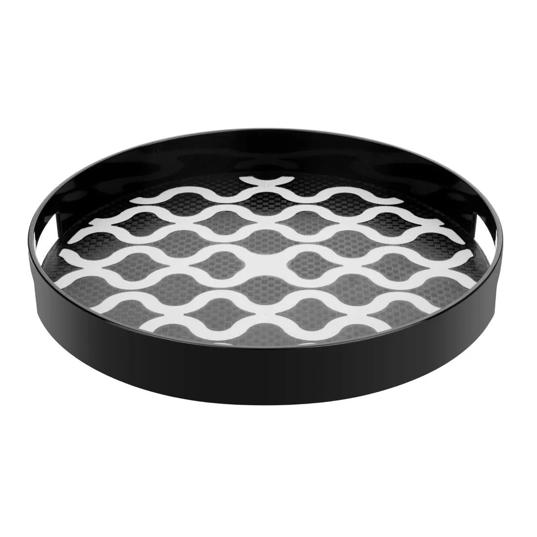 DP664 Olympia Kristallon PC Round Non Slip Tray with Handles 300mm